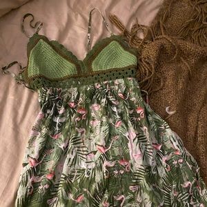 Boho beachy flamingo maxi crochet dress